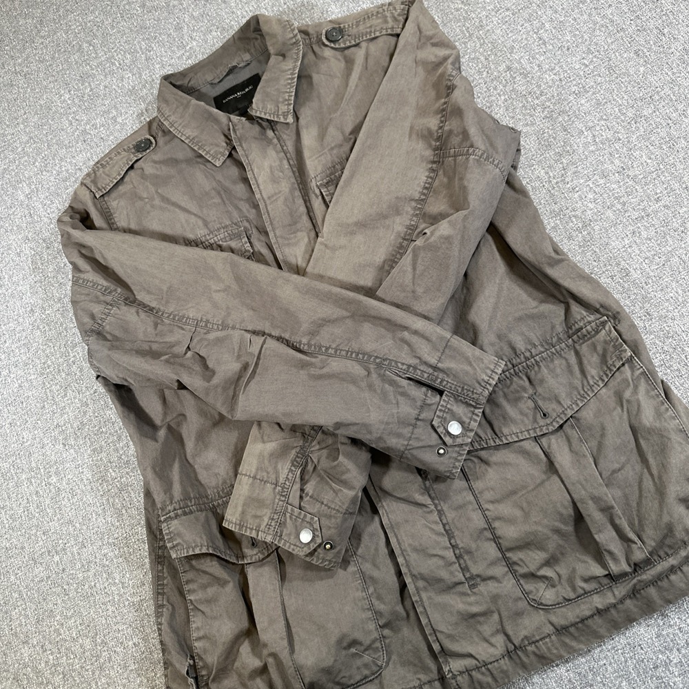 Banana Republic Utility Jacket Brown Field Coat Distressed Repair Military Large